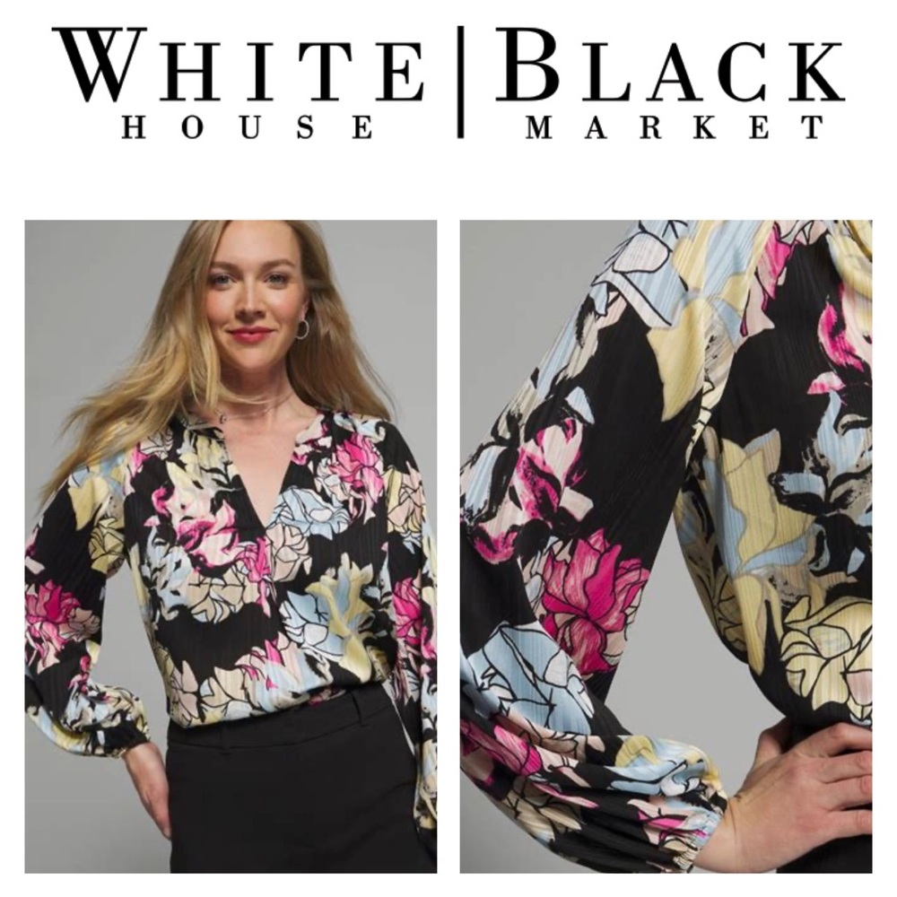 White House Black Market Multicolor Floral Blouse